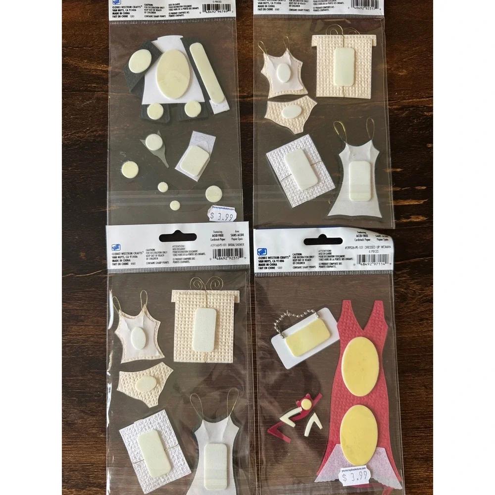 Paper Bliss Westrim Crafts Wedding Formal 3D Adhesive Embellishments Lot of 4